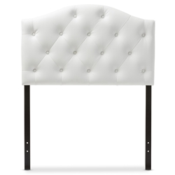 Baxton Studio Myra Modern and Contemporary White Faux Leather Upholstered Button-Tufted Scalloped Twin Size Headboard